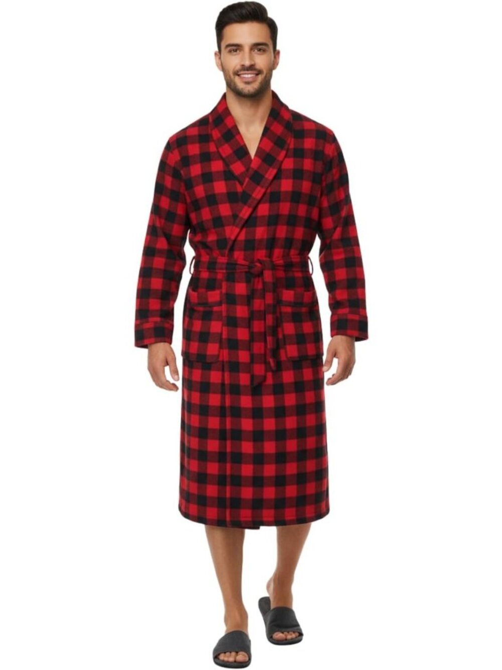 Cozy Navy Men's Flannel Robe | Soft, Warm, Perfect for Lounging & Relaxation